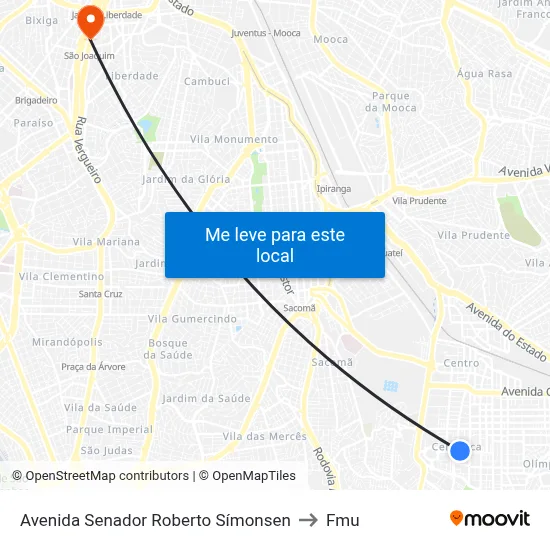 Avenida Senador Roberto Símonsen to Fmu map