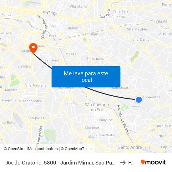 Av. do Oratório, 5800 - Jardim Mimar, São Paulo to Fmu map