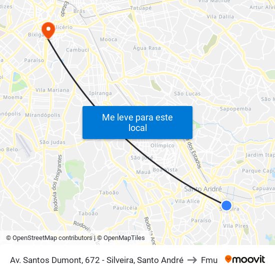 Av. Santos Dumont, 672 - Silveira, Santo André to Fmu map