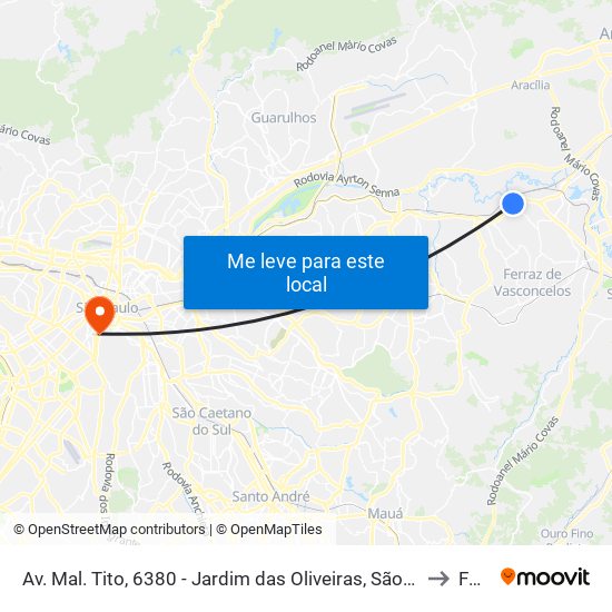 Av. Mal. Tito, 6380 - Jardim das Oliveiras, São Paulo to Fmu map