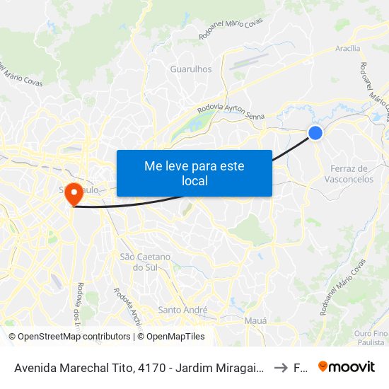 Avenida Marechal Tito, 4170 - Jardim Miragaia, São Paulo to Fmu map