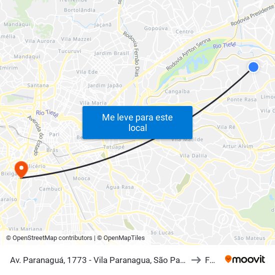 Av. Paranaguá, 1773 - Vila Paranagua, São Paulo to Fmu map