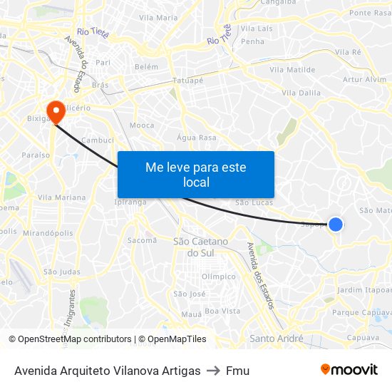 Avenida Arquiteto Vilanova Artigas to Fmu map