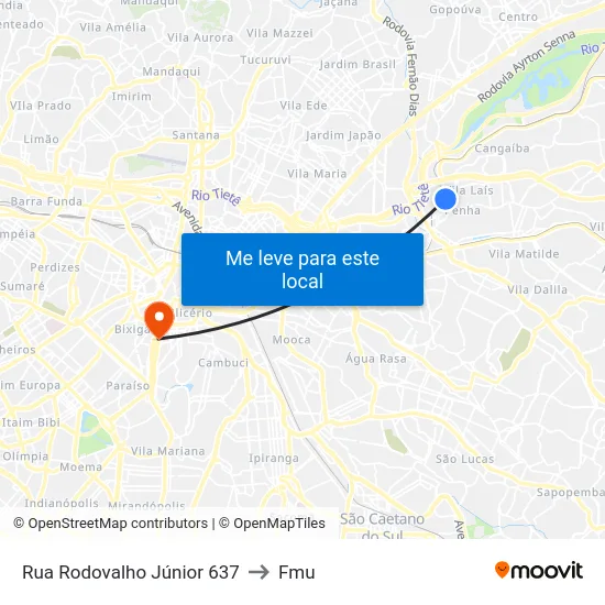 Rua Rodovalho Júnior 637 to Fmu map