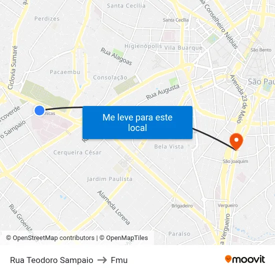 Rua Teodoro Sampaio to Fmu map