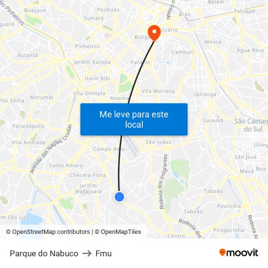 Parque do Nabuco to Fmu map
