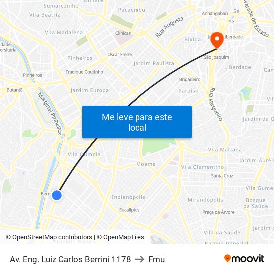 Av. Eng. Luiz Carlos Berrini 1178 to Fmu map