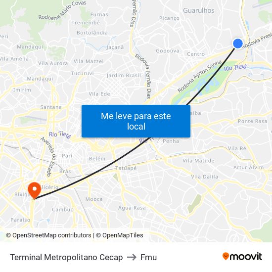 Terminal Metropolitano Cecap to Fmu map