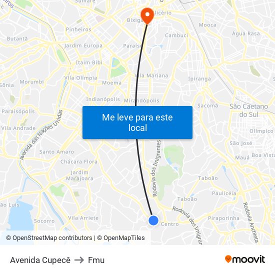 Avenida Cupecê to Fmu map