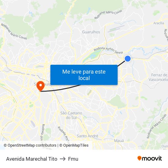 Avenida Marechal Tito to Fmu map