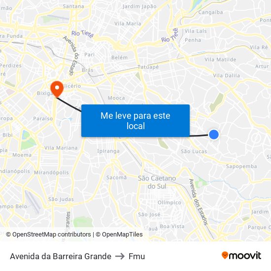 Avenida da Barreira Grande to Fmu map