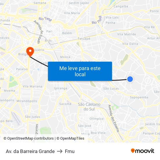 Av. da Barreira Grande to Fmu map