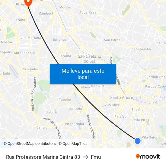 Rua Professora Marina Cintra 83 to Fmu map