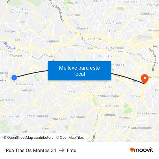 Rua Trás Os Montes 31 to Fmu map