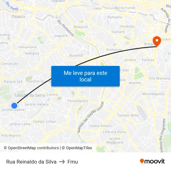 Rua Reinaldo da Silva to Fmu map