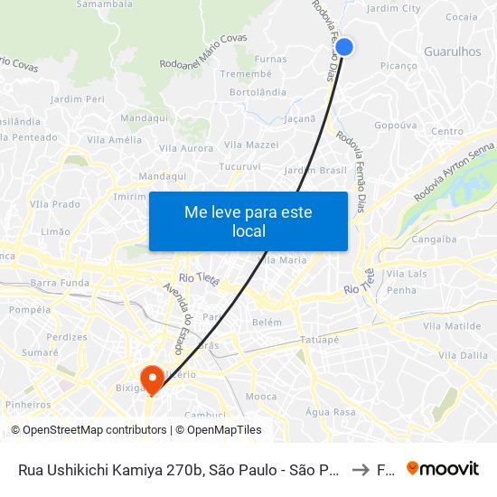 Rua Ushikichi Kamiya 270b, São Paulo - São Paulo, 02282, Brasil to Fmu map