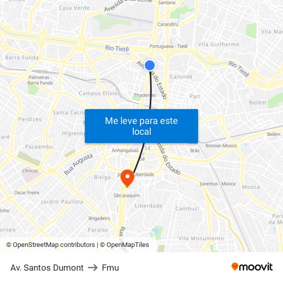 Av. Santos Dumont to Fmu map