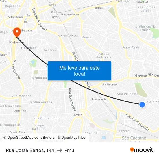 Rua Costa Barros, 144 to Fmu map