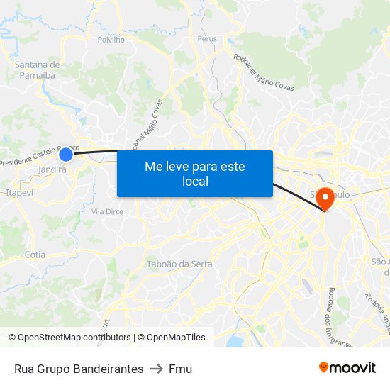 Rua Grupo Bandeirantes to Fmu map