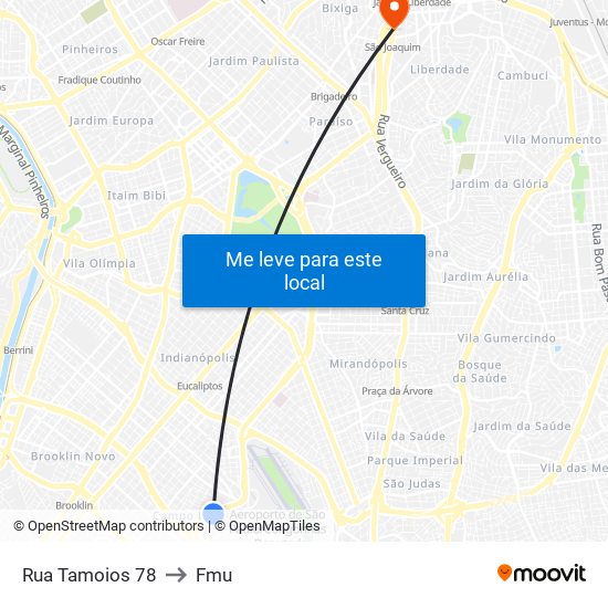 Rua Tamoios 78 to Fmu map