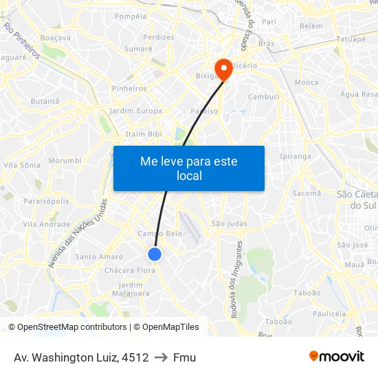 Av. Washington Luiz, 4512 to Fmu map