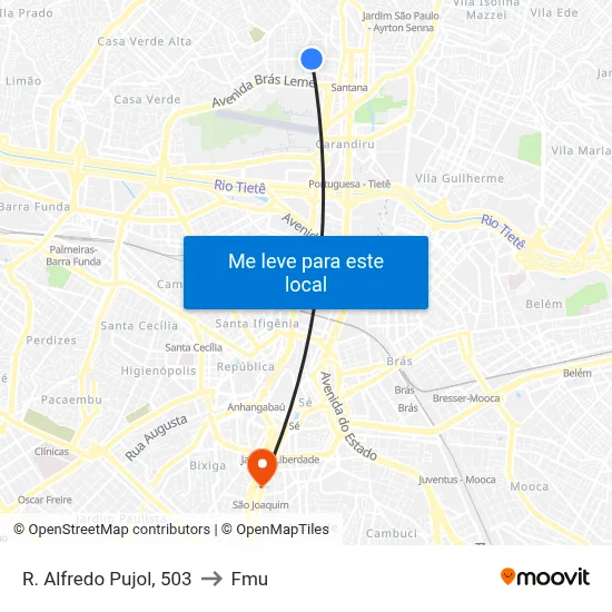 R. Alfredo Pujol, 503 to Fmu map