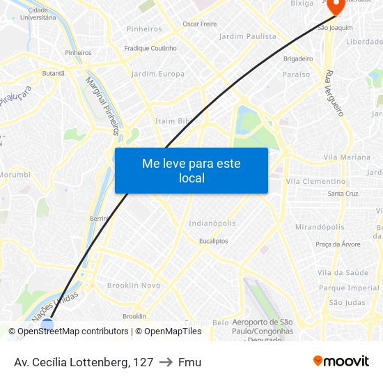 Av. Cecília Lottenberg, 127 to Fmu map