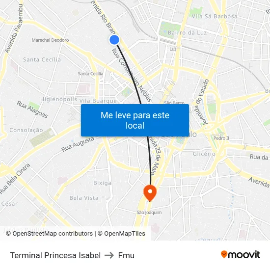 Terminal Princesa Isabel to Fmu map