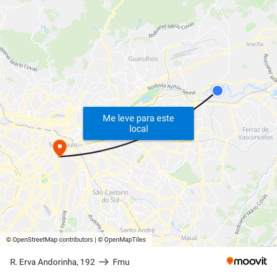 R. Erva Andorinha, 192 to Fmu map