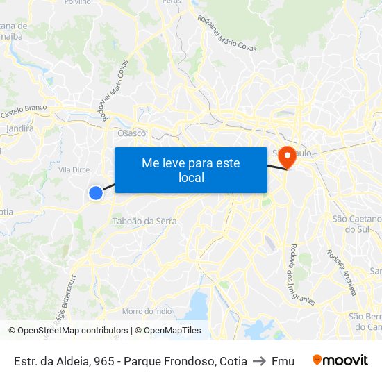 Estr. da Aldeia, 965 - Parque Frondoso, Cotia to Fmu map