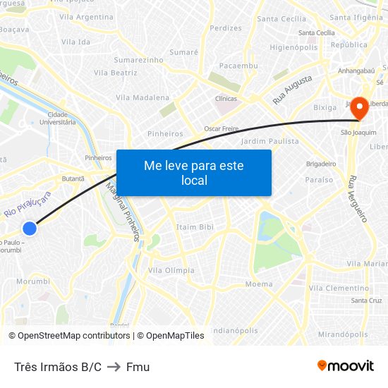 Três Irmãos B/C to Fmu map