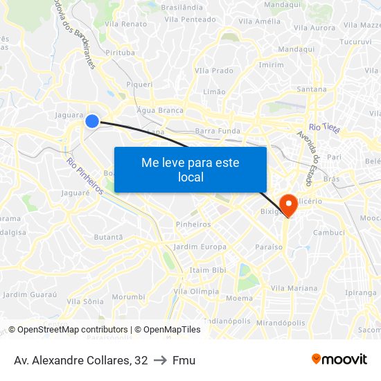 Av. Alexandre Collares, 32 to Fmu map