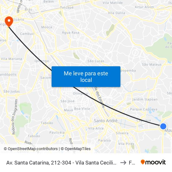 Av. Santa Catarina, 212-304 - Vila Santa Cecilia, Mauá to Fmu map