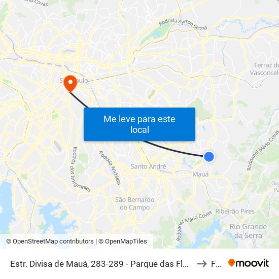 Estr. Divisa de Mauá, 283-289 - Parque das Flores, São Paulo to Fmu map