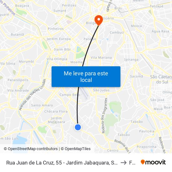 Rua Juan de La Cruz, 55 - Jardim Jabaquara, São Paulo to Fmu map