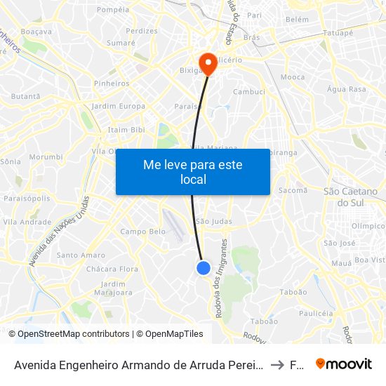 Avenida Engenheiro Armando de Arruda Pereira 2100 to Fmu map