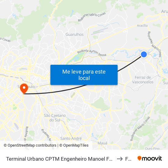 Terminal Urbano CPTM Engenheiro Manoel Feio to Fmu map