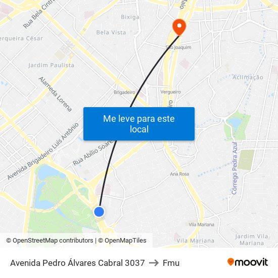 Avenida Pedro Álvares Cabral 3037 to Fmu map