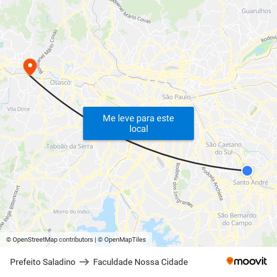 Prefeito Saladino to Faculdade Nossa Cidade map