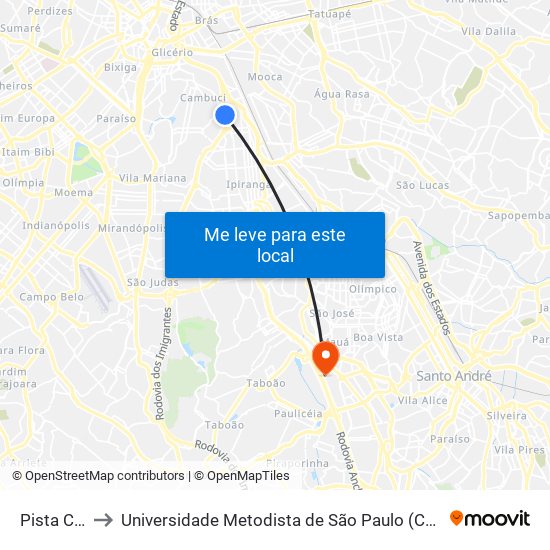 Pista Central to Universidade Metodista de São Paulo (Campus Rudge Ramos ) map