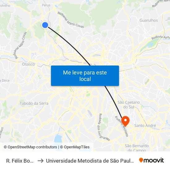 R. Félix Bogado, 732 to Universidade Metodista de São Paulo (Campus Rudge Ramos ) map