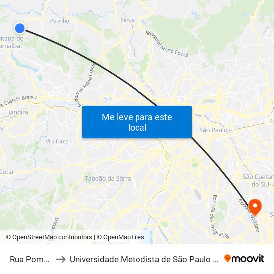 Rua Pompéia 386 to Universidade Metodista de São Paulo (Campus Rudge Ramos ) map
