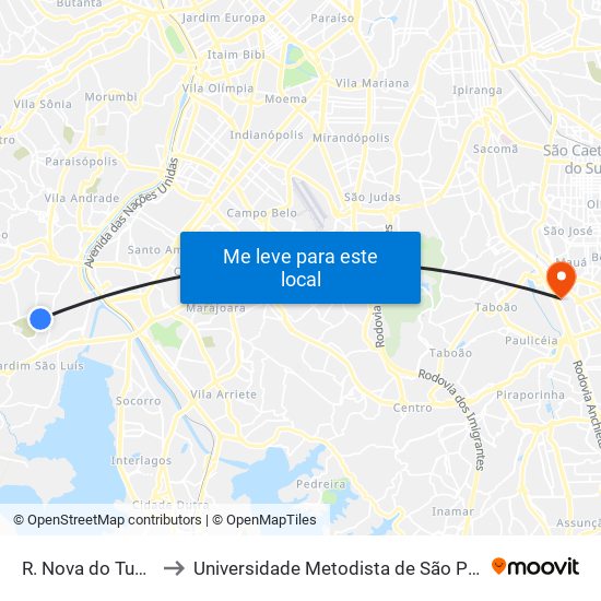R. Nova do Tuparoquera, 471 to Universidade Metodista de São Paulo (Campus Rudge Ramos ) map
