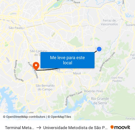 Terminal Metalúrgicos, 2463 to Universidade Metodista de São Paulo (Campus Rudge Ramos ) map