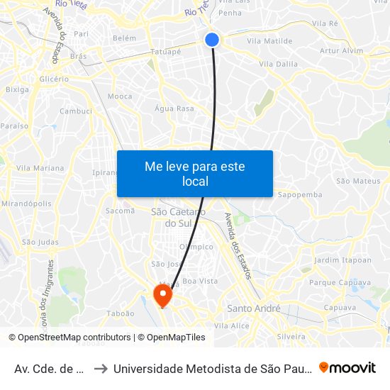 Av. Cde. de Frontin, 542 to Universidade Metodista de São Paulo (Campus Rudge Ramos ) map