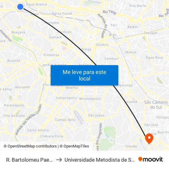 R. Bartolomeu Paes, 741 - Lapa, São Paulo to Universidade Metodista de São Paulo (Campus Rudge Ramos ) map