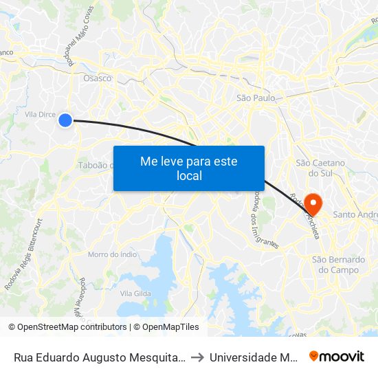 Rua Eduardo Augusto Mesquita, 1178 - Terminal da Linha 181 No Parque Santa Tereza - Jardim Elzinha, Carapicuíba to Universidade Metodista de São Paulo (Campus Rudge Ramos ) map