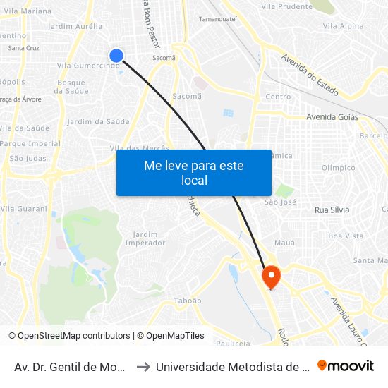 Av. Dr. Gentil de Moura, 59 - Ipiranga, São Paulo to Universidade Metodista de São Paulo (Campus Rudge Ramos ) map