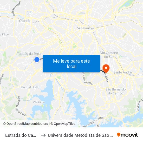 Estrada do Campo Limpo 5322 to Universidade Metodista de São Paulo (Campus Rudge Ramos ) map