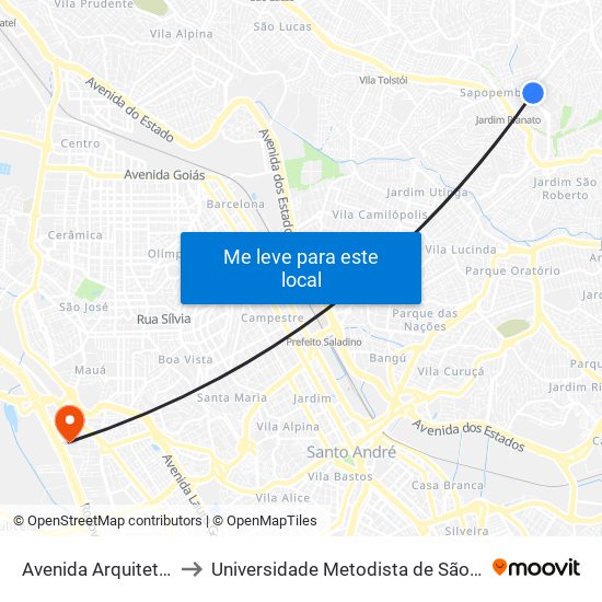 Avenida Arquiteto Vilanova Artigas to Universidade Metodista de São Paulo (Campus Rudge Ramos ) map